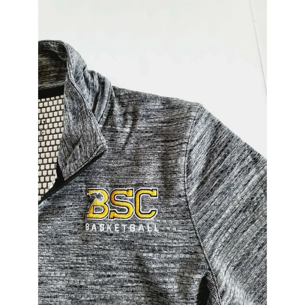 NIKE Womens Medium DRI FIT 1/4 Zip Pullover Gray Casual 923261